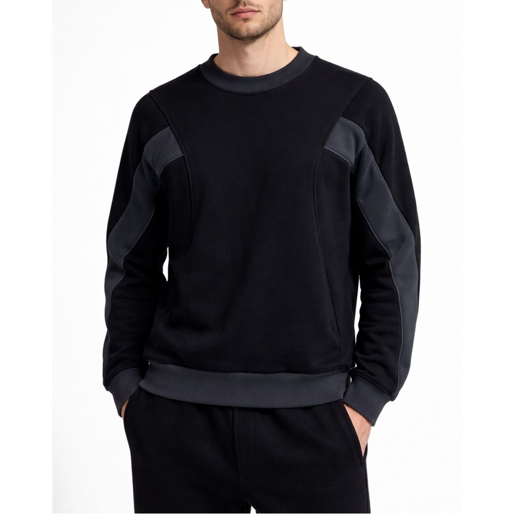 NEW Twenty Montreal Tech Panel Crewneck Sweatshirt TM4C18UP Black & Gray